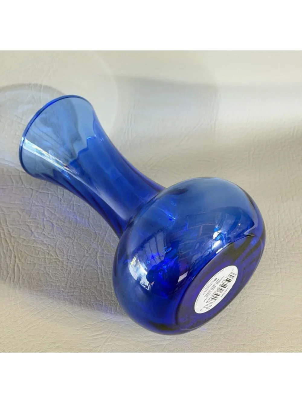 Vintage Indiana Glass Illusions Cobalt Blue Bud Vase Hourglass Onion Bulb 7.8